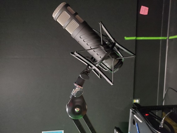 image of a microphone on a stand