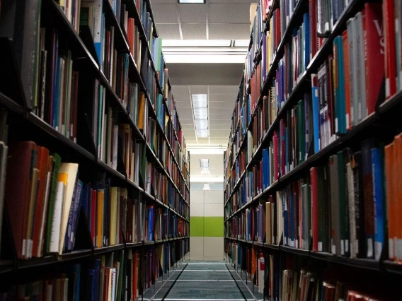 library books on a shelf