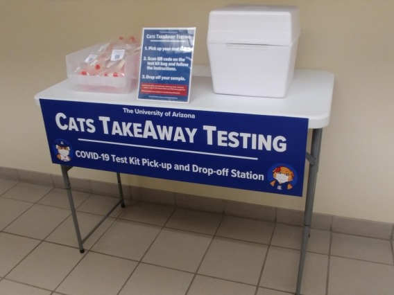 HSL CATS TakeAway Testing tests on a table with a sign