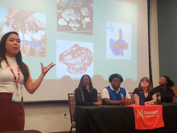 Mona Nakamura and four UArizona students on a panel at TENWEST