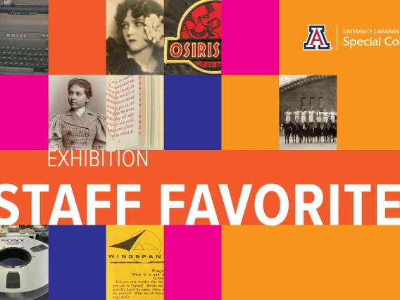 staff favorites exhibit image with orange background