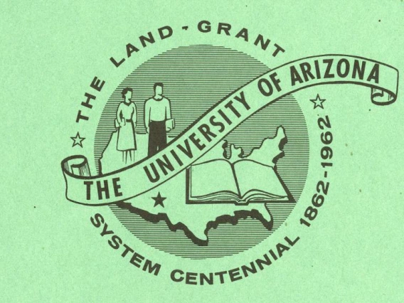 Stamp on printed paper that says "The land-grant system centennial 1862-1962 The University of Arizona"