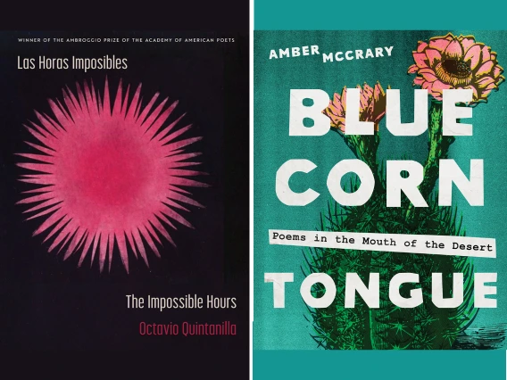 Book covers of Las Horas Imposibles and Blue Corn