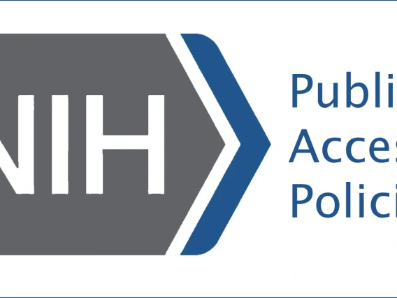 NIH in white letters over gray arrow graphic pointing to "Public Access Policies"