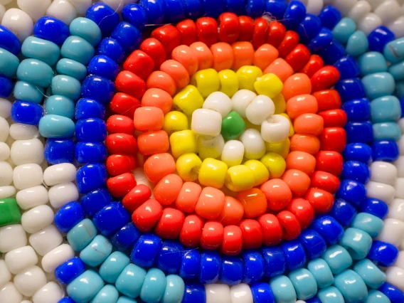 Close-up of a variety of beads in multiple colors