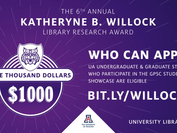 willock award announcement information in white copy on purple background