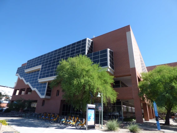 exterior of health sciences library building 