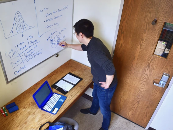Student working in quiet study room