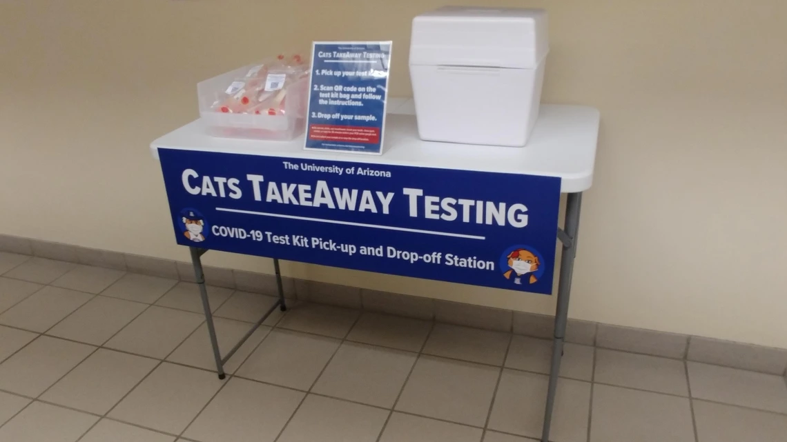 HSL CATS TakeAway Testing tests on a table with a sign