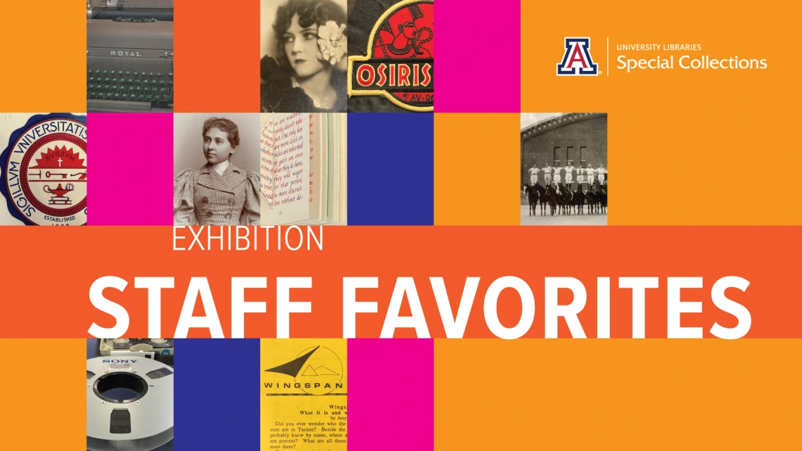 staff favorites exhibit image with orange background