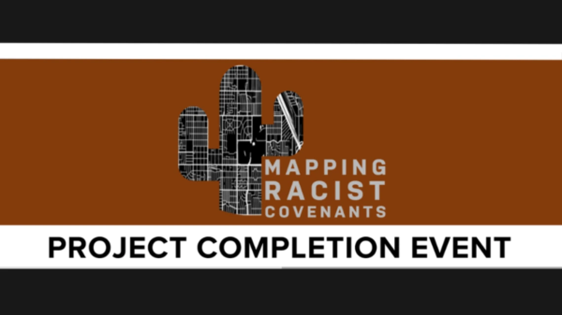 brown and black graphic with a cactus in the center, text reads "Mapping Racist Covenants" 