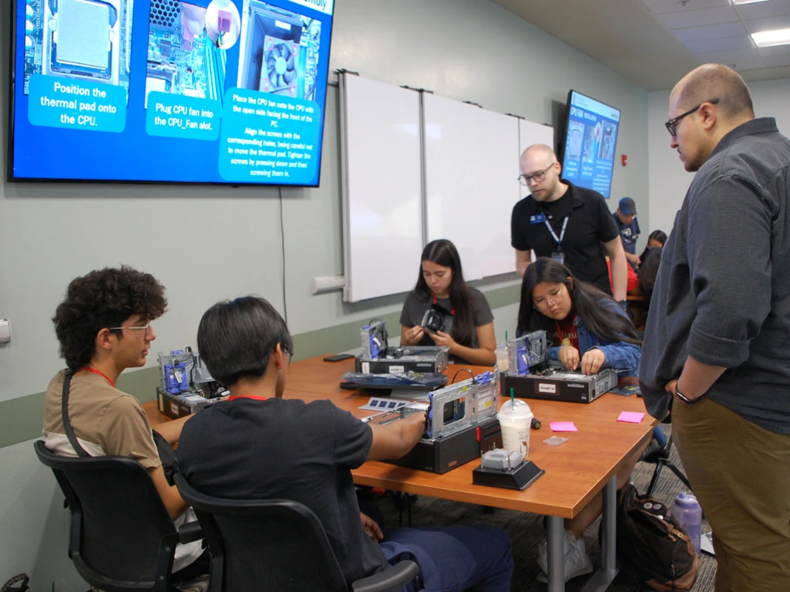 Staff help students at the 2024 NASEP computer build