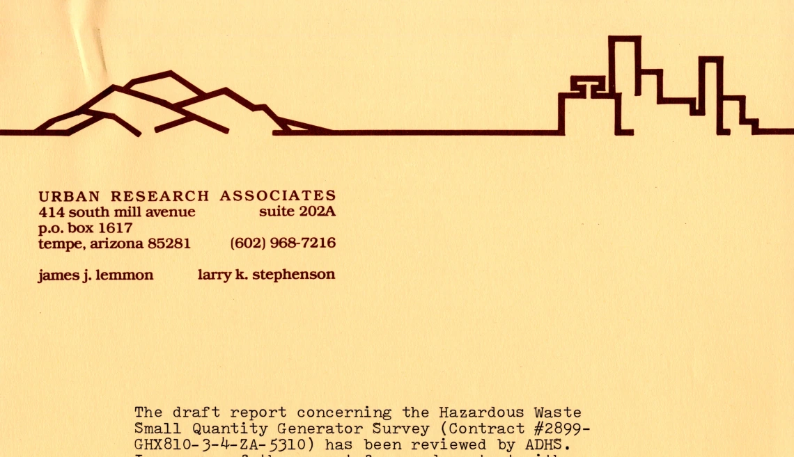 Letterhead from James Lemmon’s firm, Urban Research Associates.