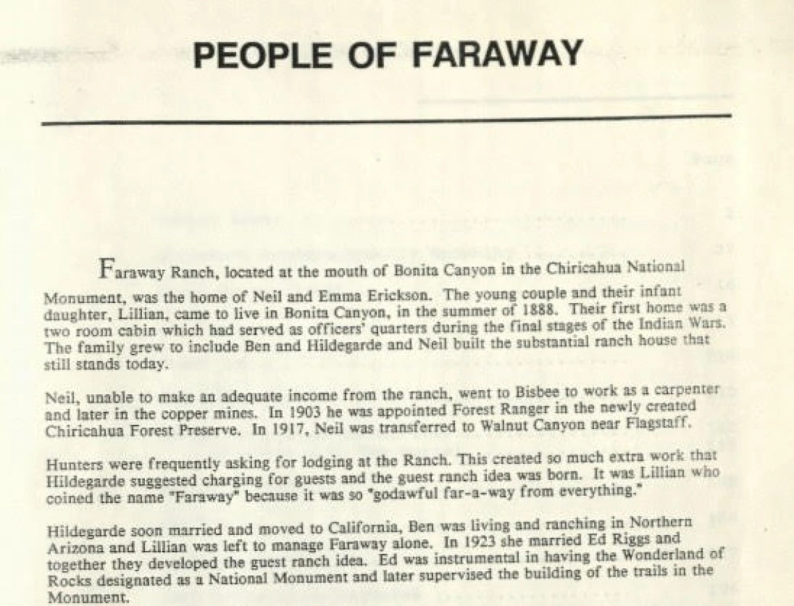 A page from a history about the people of Faraway Ranch