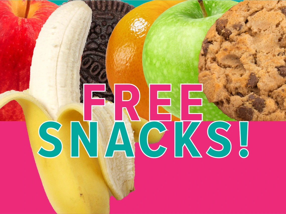 Free snacks in all caps promo image