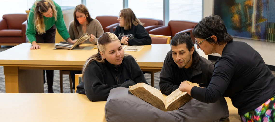 Students participate in an instruction session led by Special Collections staff