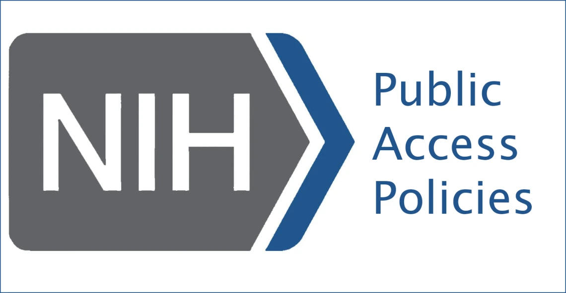 NIH in white letters over gray arrow graphic pointing to "Public Access Policies"