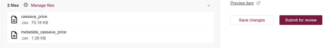 Save and submit an item for review on figshare