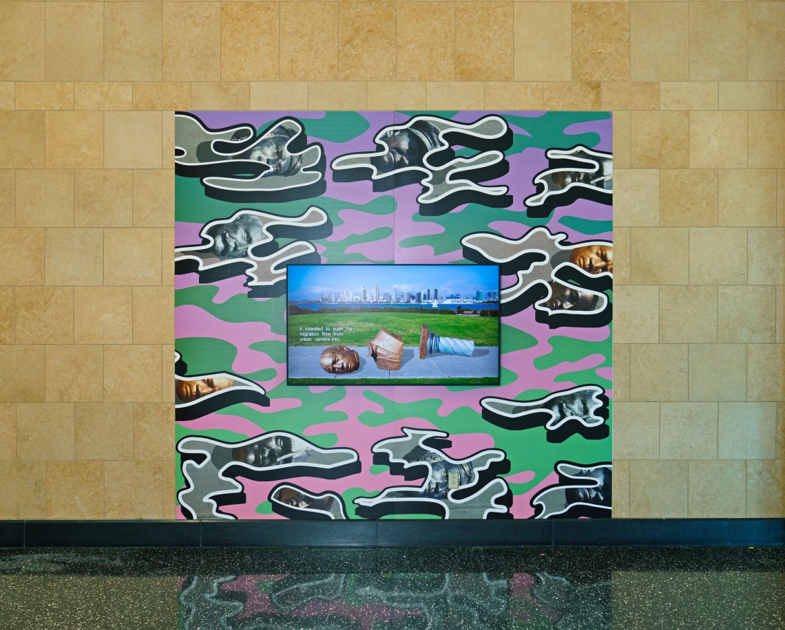 A color photo of the installation of Monumental Interventions at the San Diego International Airport.