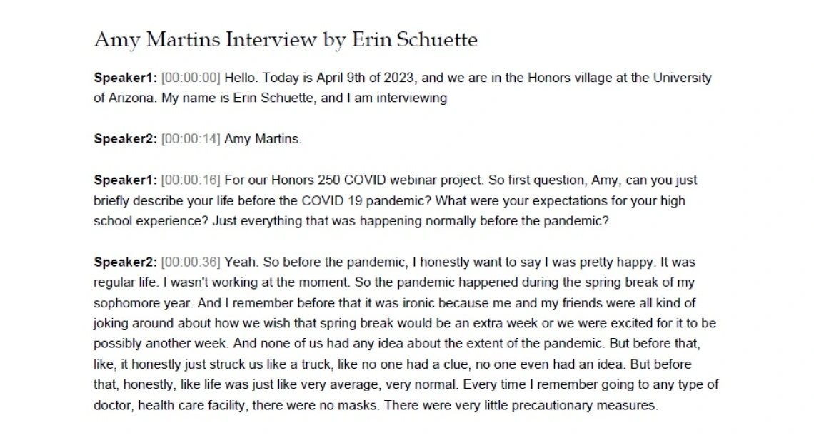 Amy Martins Interview, April 9, 2023