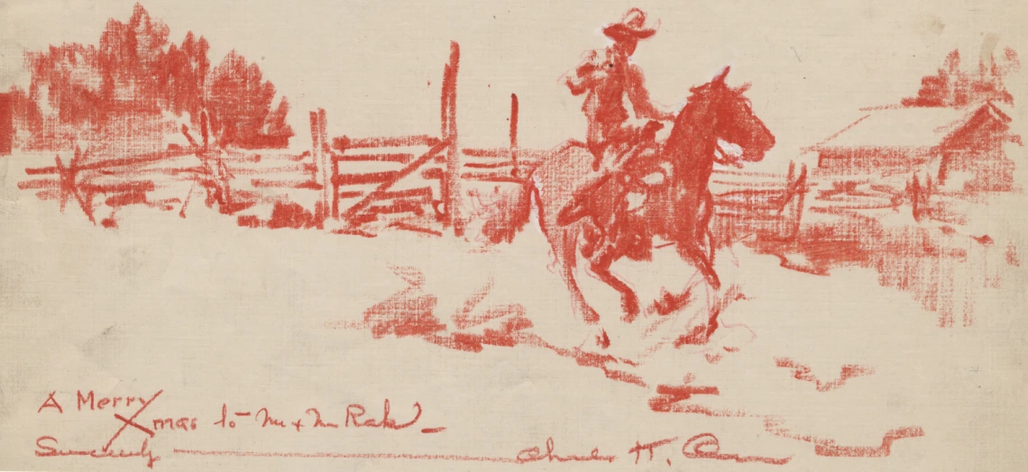 Crayon Drawing by Charles Owen, Illustrator for Mary Kidder Rak's book A Cowman's Wife