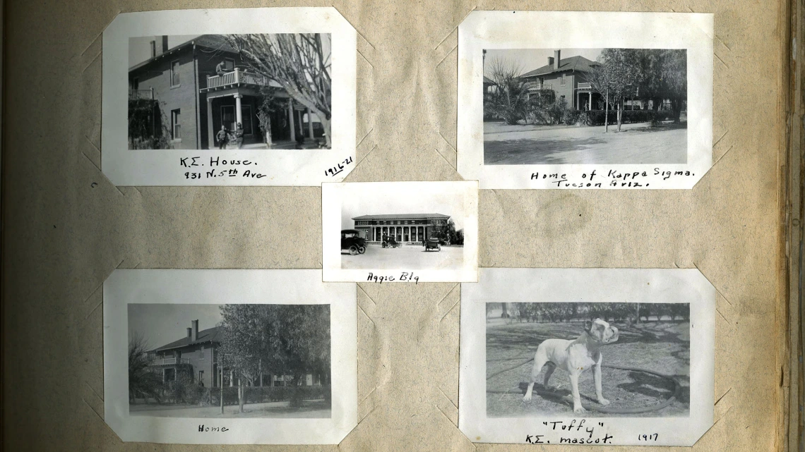 Page from Scrapbook of Thomas J. Finnerty with Photographs of Kappa Sigma Fraternity, 1916-1921