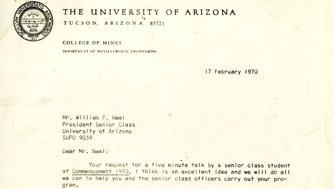 Correspondence from Sigmund L. Smith to William F. Neal, February 17, 1970