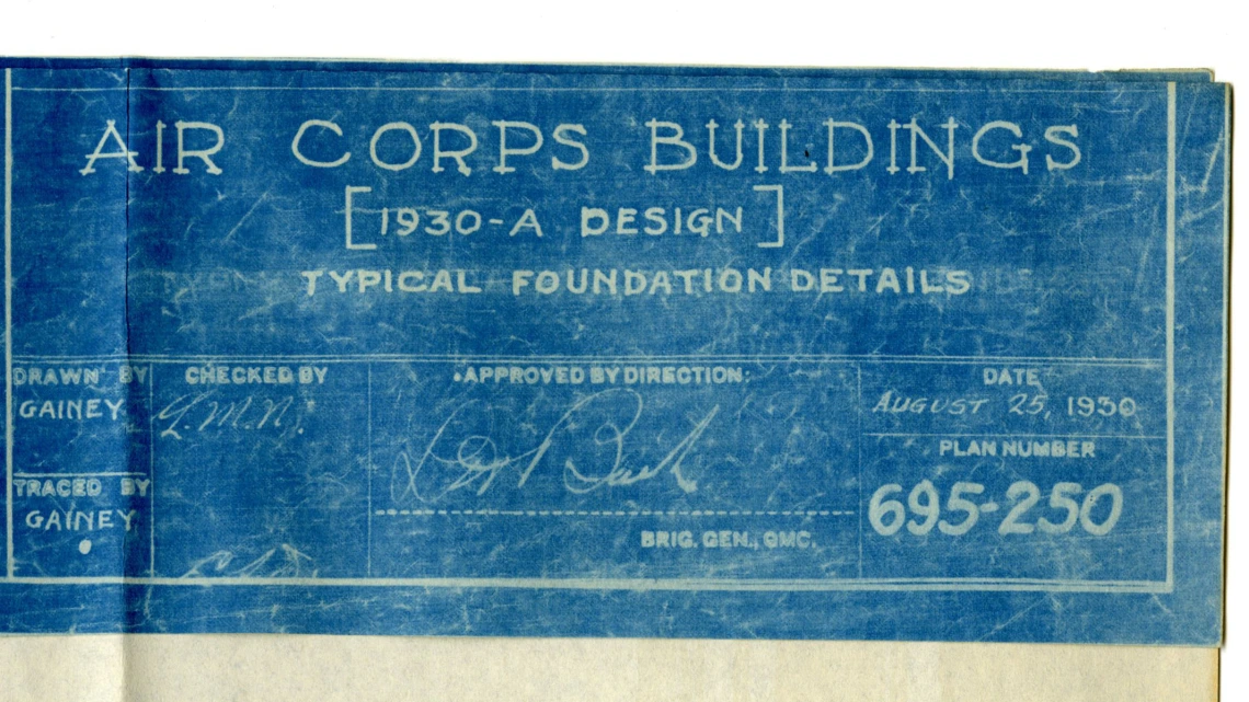 Blueprint for Air Corps Building, August 25, 1930