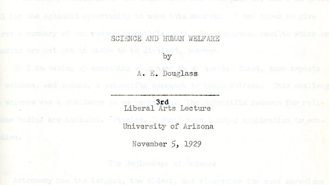 Cover Page of Science and Human Welfare by A.E. Douglass, November 5, 1929