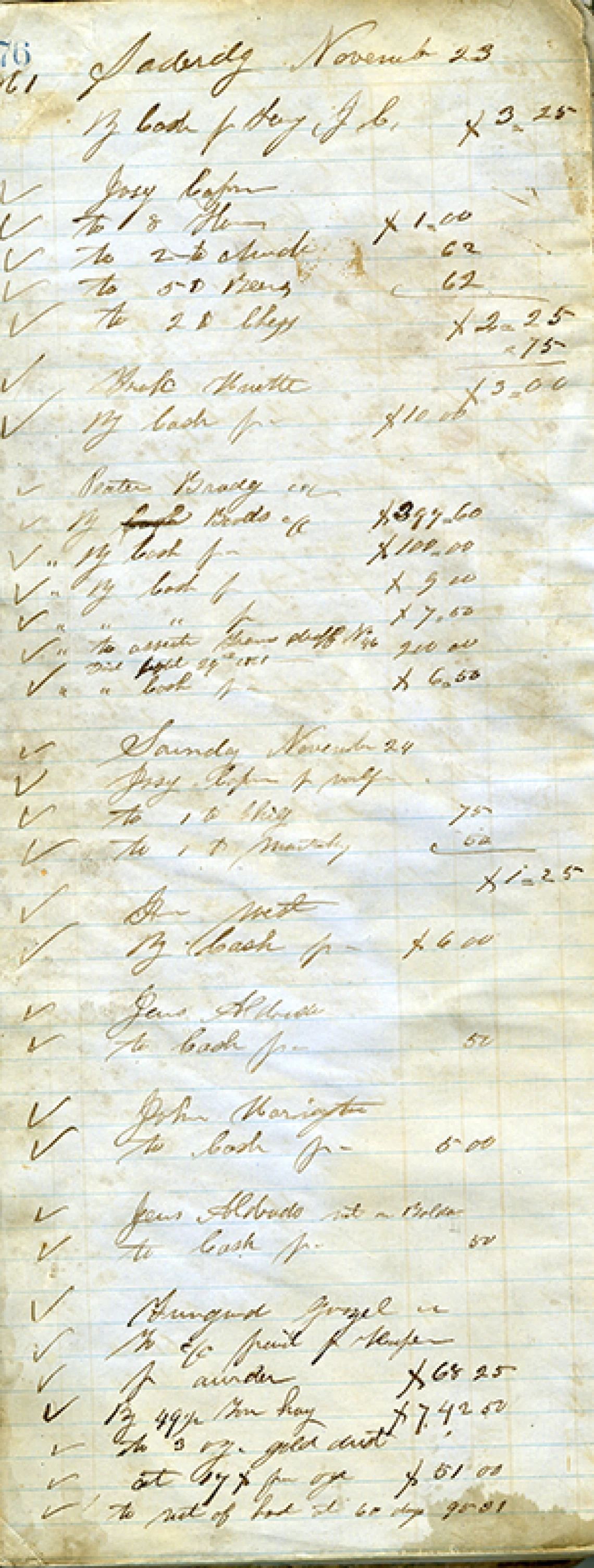 Page from Jaeger's Account Book