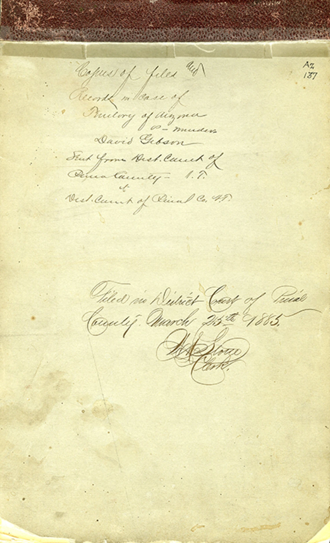 The Cover Page for the Legal Report of Territory of Arizona vs ... David Gibson