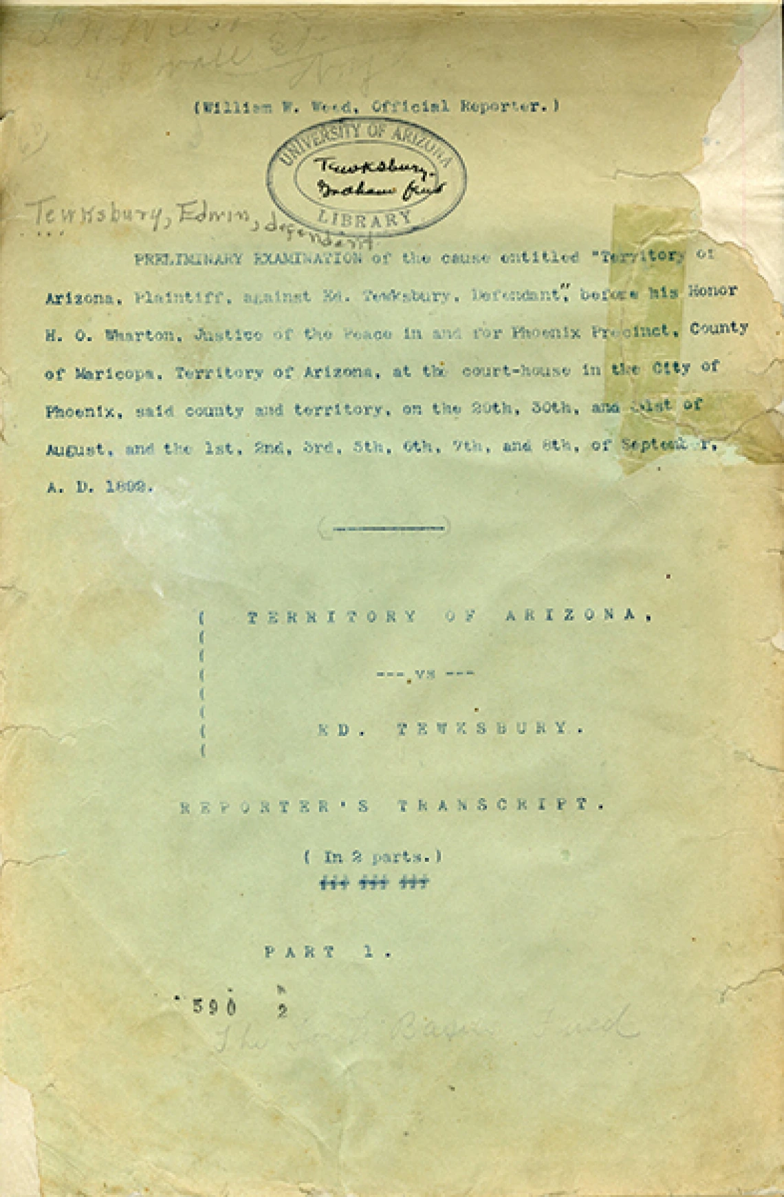 Cover Page of Transcript