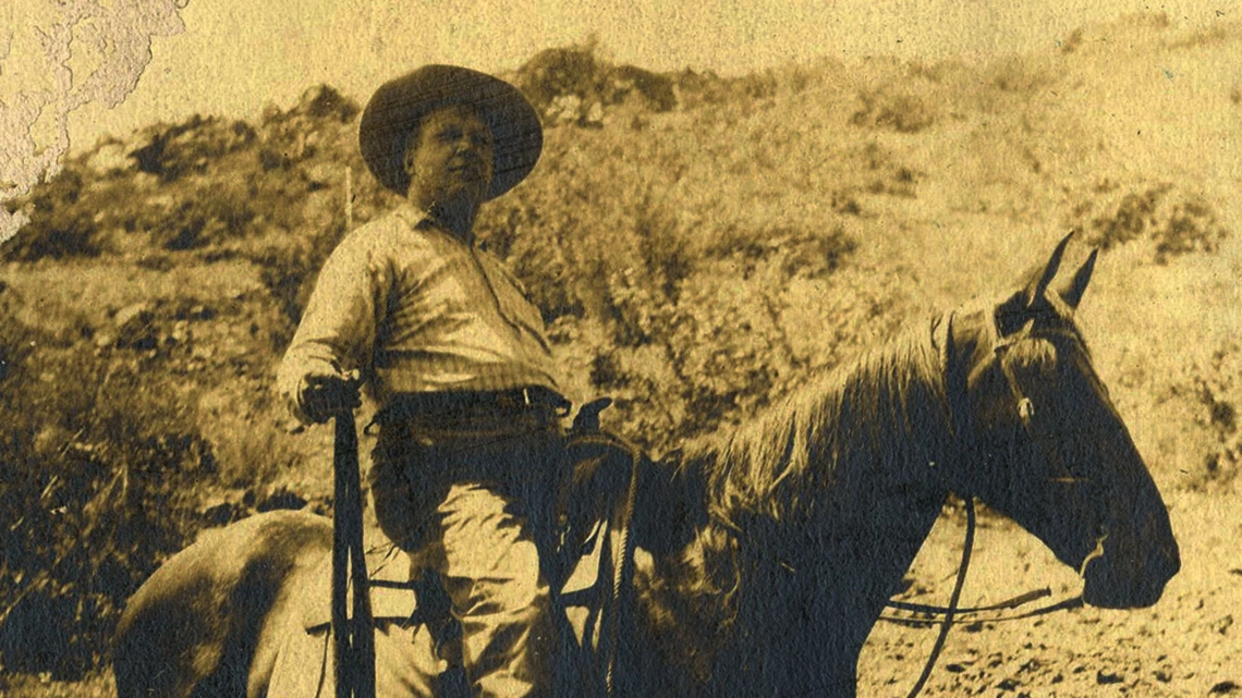 Photograph of Isaac Taft Stoddard Riding a Horse, circa 1900