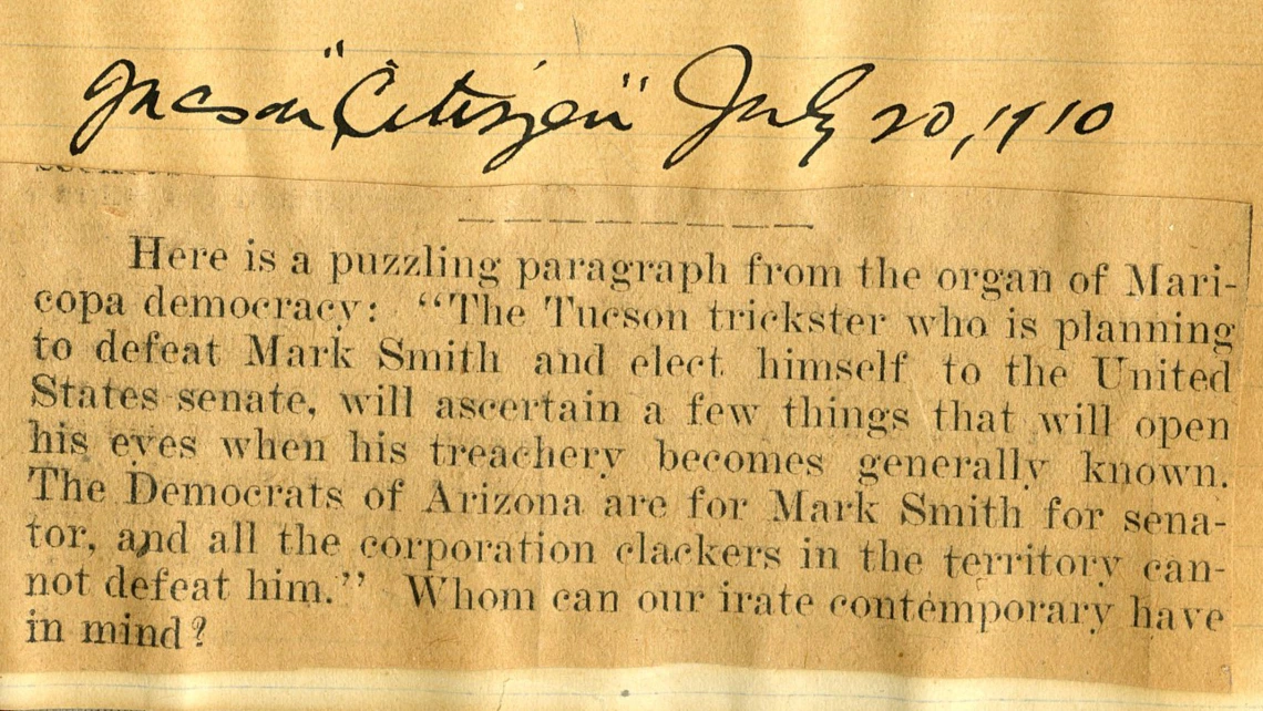 Excerpt from Page 1 of Constitutional Convention Scrapbook, July 20, 1910