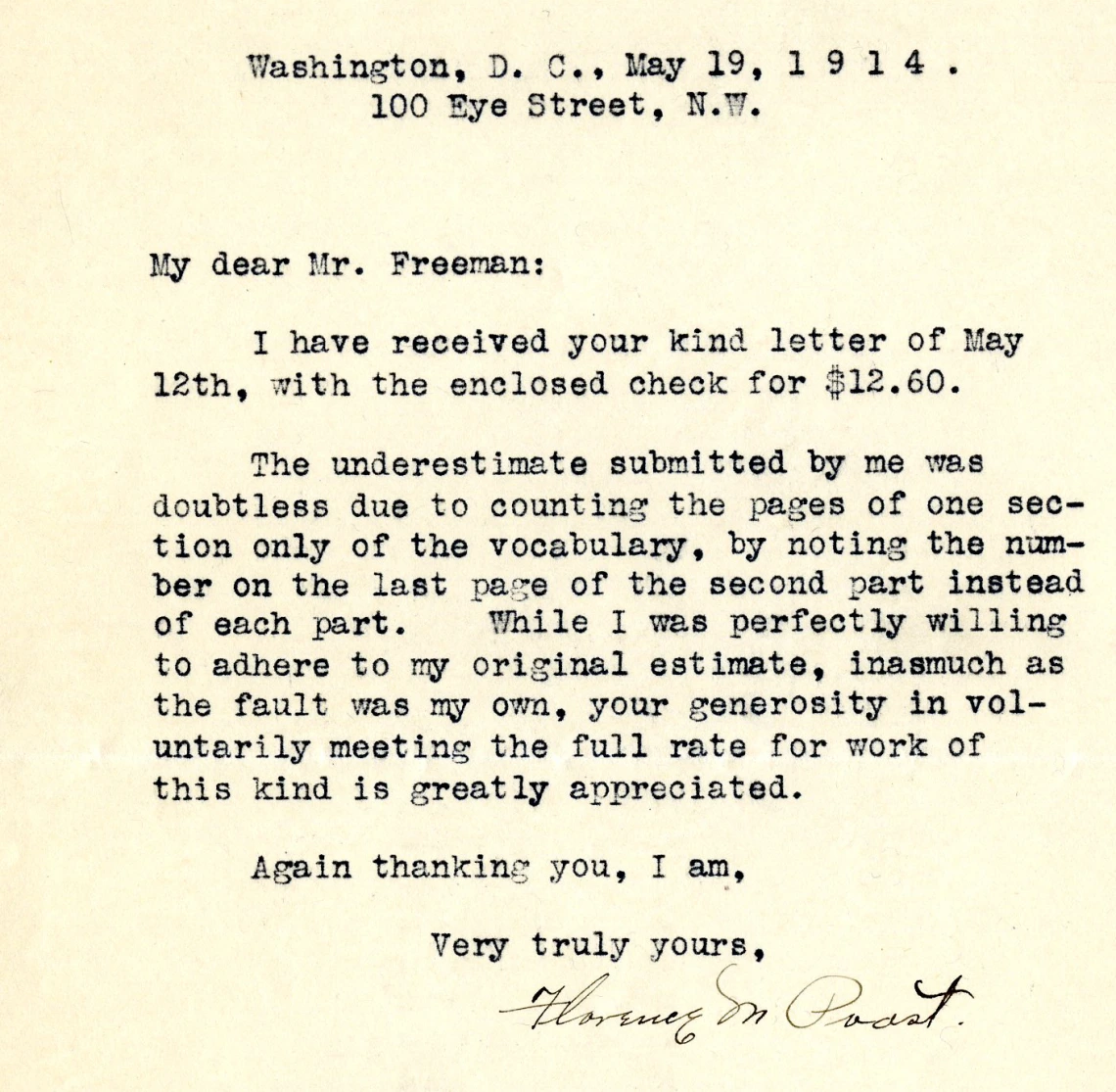 Letter to Merrill P. Freeman