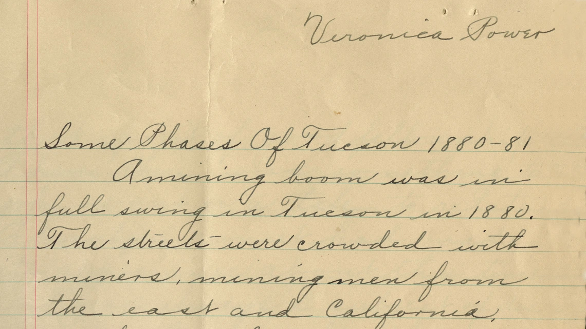 Excerpt of Page from Some Phases of Tucson 1880-1881, circa 1925