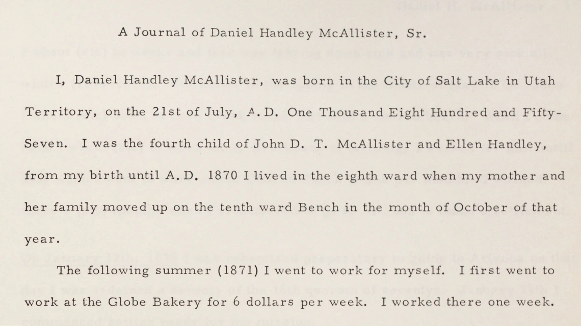 Excerpt from A Journal of Daniel Handley McAllister, Sr., 1876