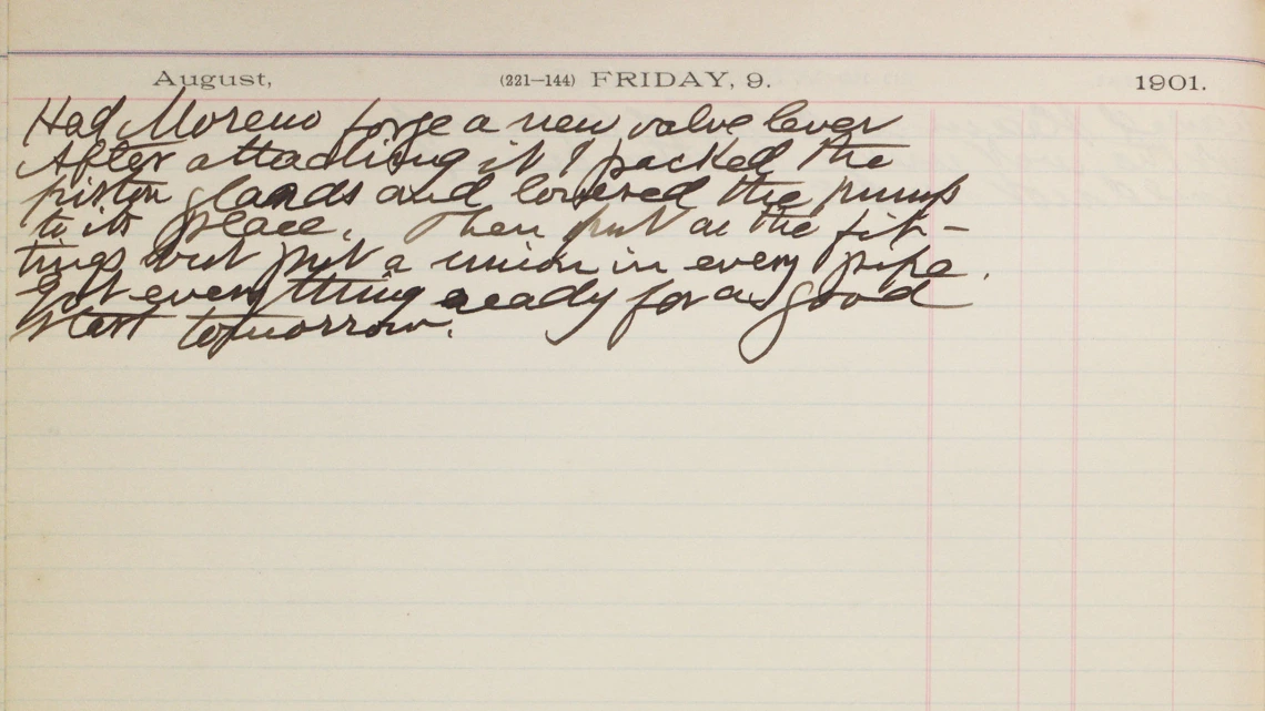 Diary Entry, August 9, 1901