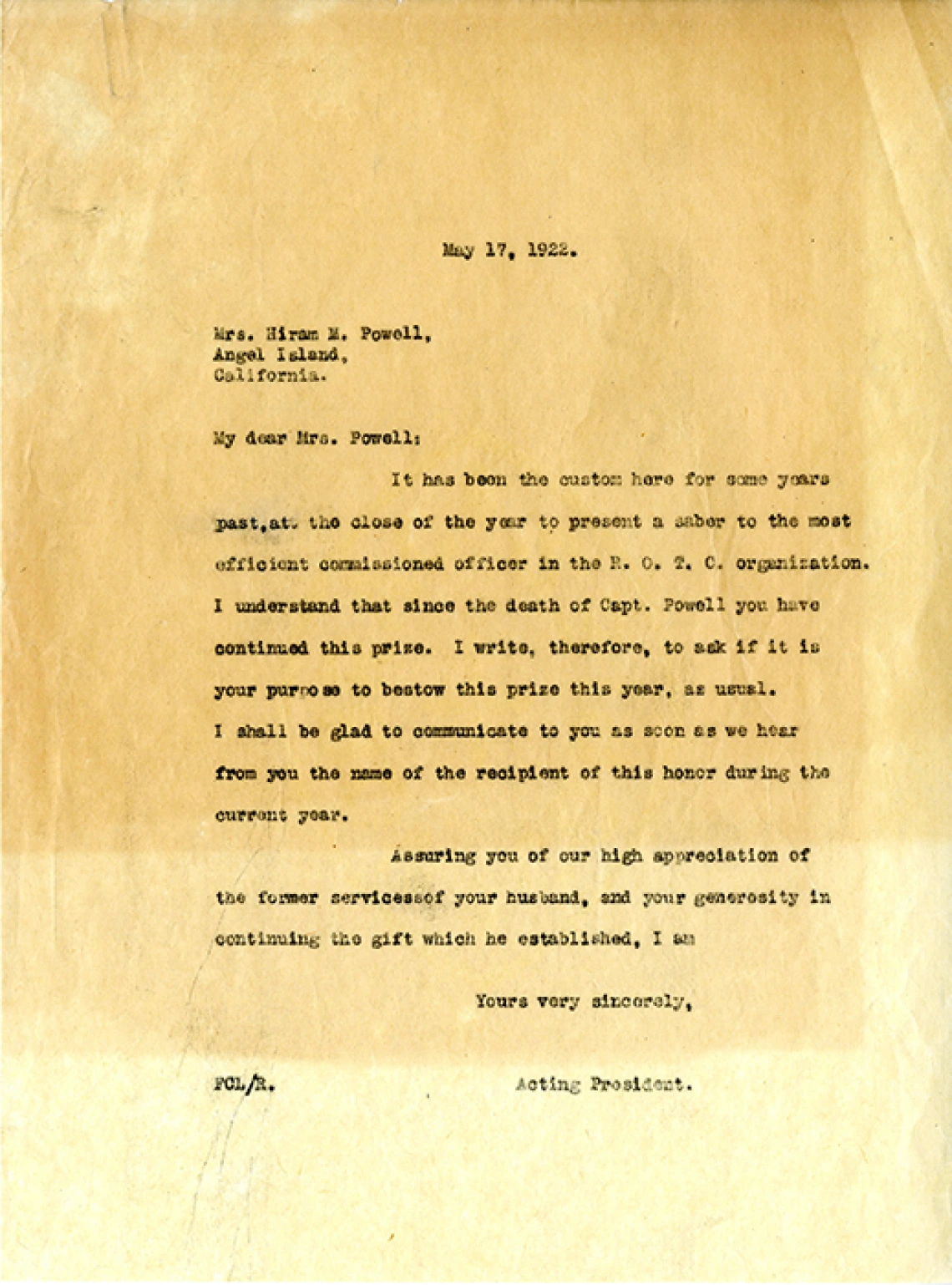 Letter to Hiram M. Powell