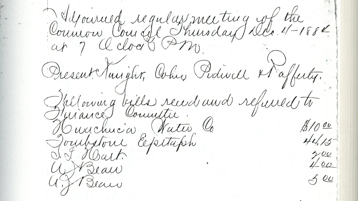 Volume 4, Page 59 from Minutes of the Tombstone Common Council, 1884