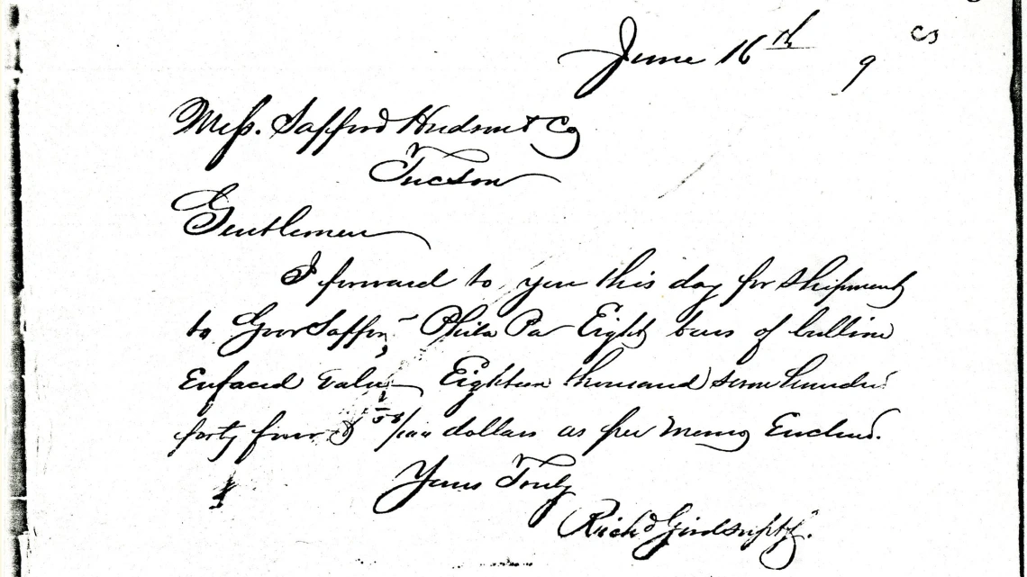 Letter Sent to Safford Hudson & Company from Richard K. Gird, June 16, 1879