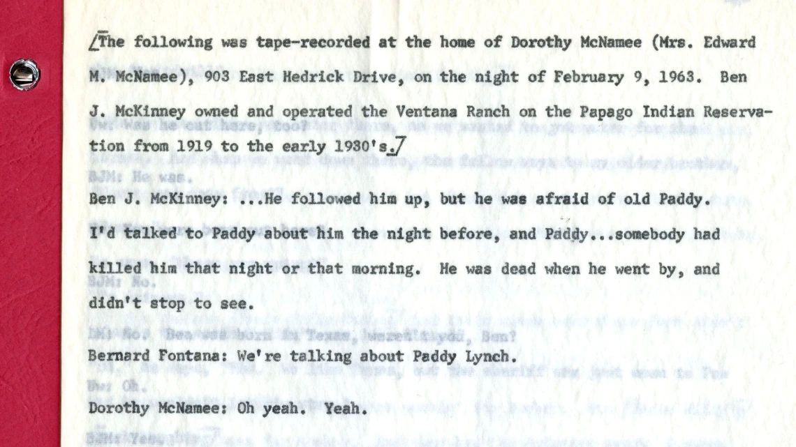 Page 1 of Transcription of Oral Interview Conducted with Ben J. McKinney, 1963