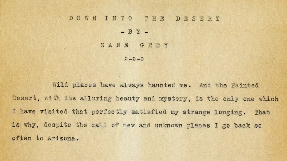 Page 1 of Down into the Desert by Zane Grey, 1924