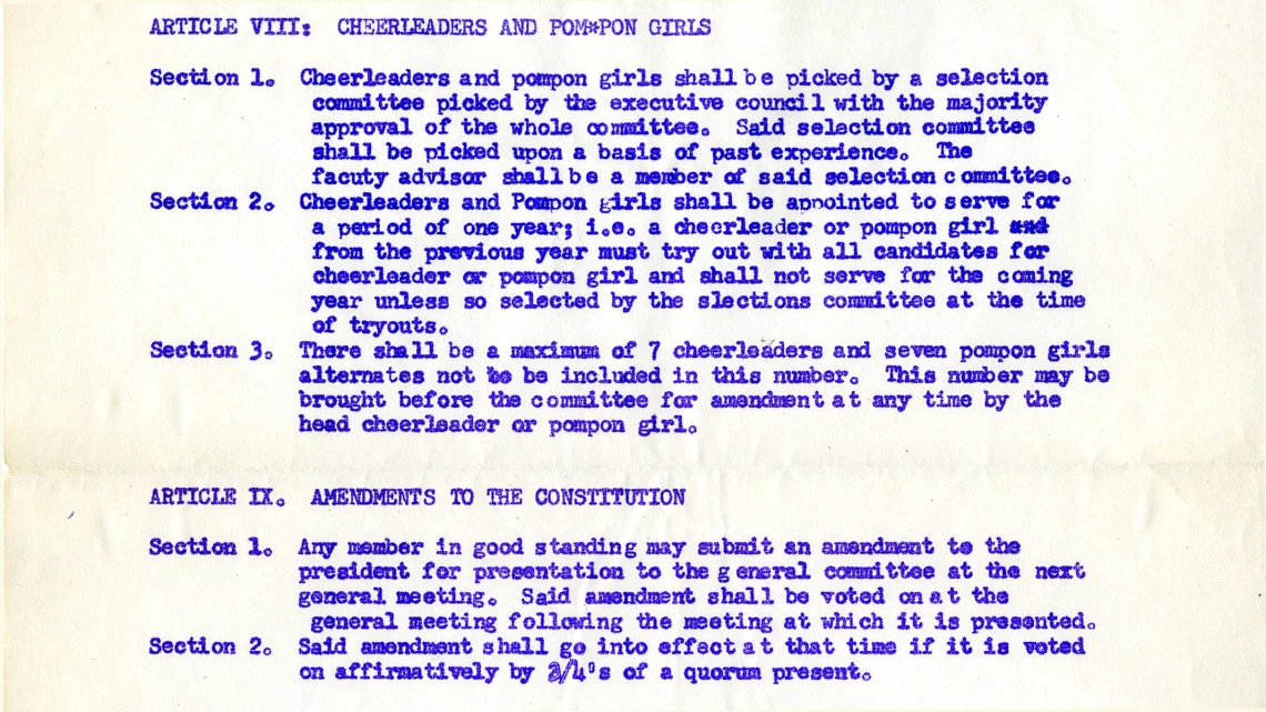 Article VIII from Minutes of Meetings of the Associated Students Traditions Committee, circa 1950