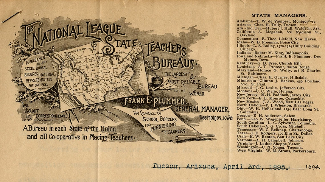 National League of State Teachers Bureaus, April 3, 1895