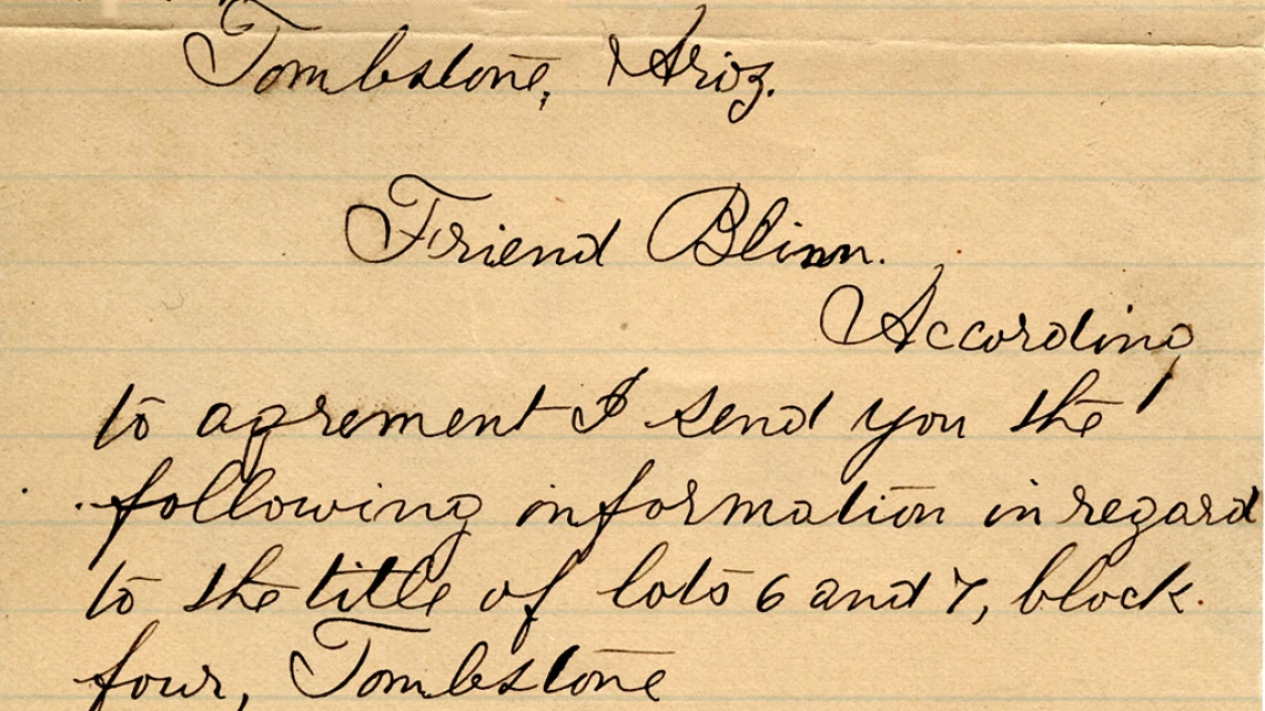 Letter to L.W. Blinn from L.B. Comstock, 1885