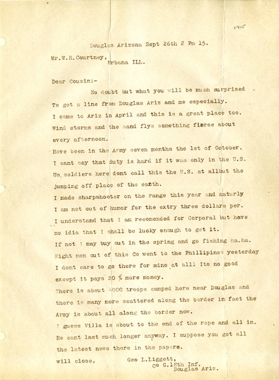 Letter to W.R. Courtney