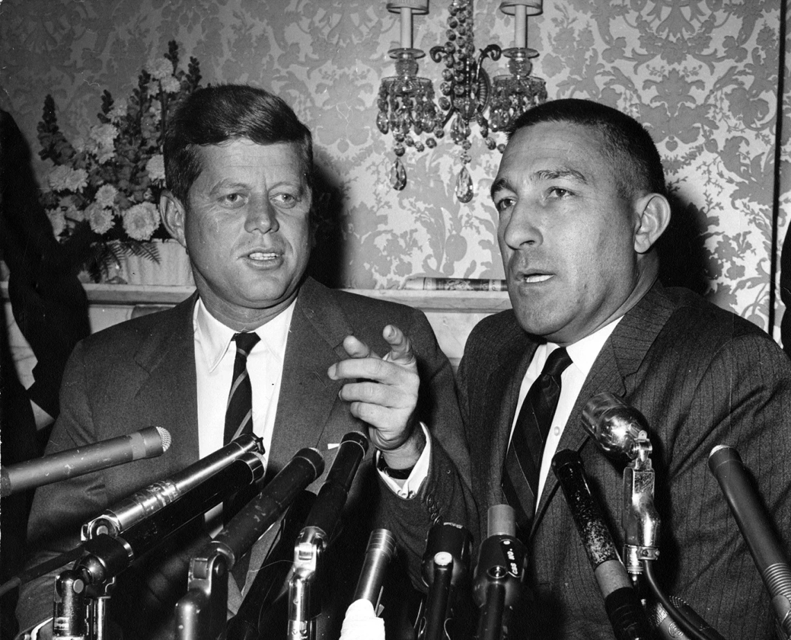 John F. Kennedy and Stewart L. Udall at Press Conference