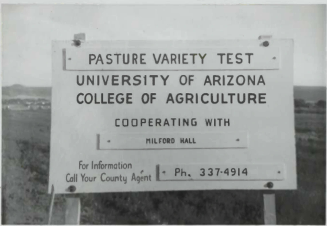 A large roadside sign, along Highway 60, denotes a Highway Demonstration Plot in Apache County, near Springerville, Arizona.