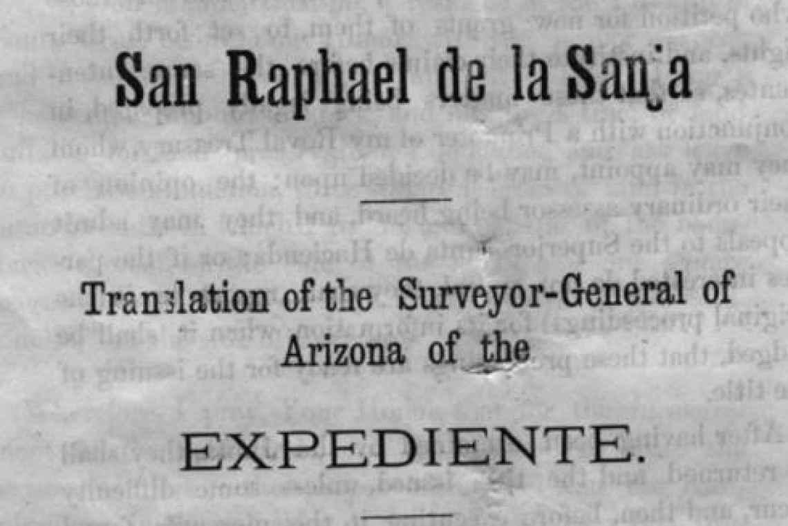 Manuscript of the Translation of the Surveyor-General of Arizona of the Expediente, front cover